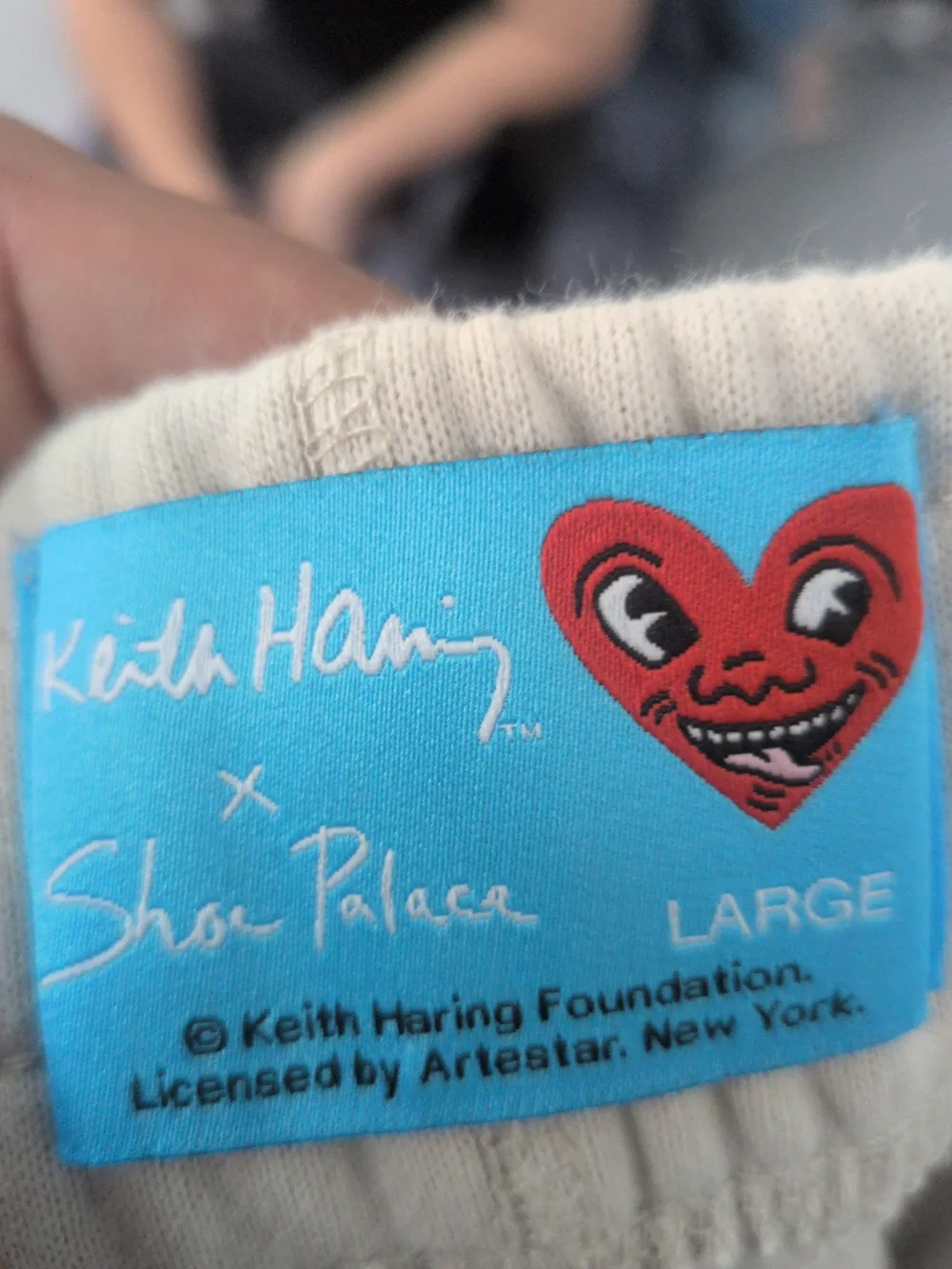 Keith Haring Cream Graphic Joggers with Red Heart